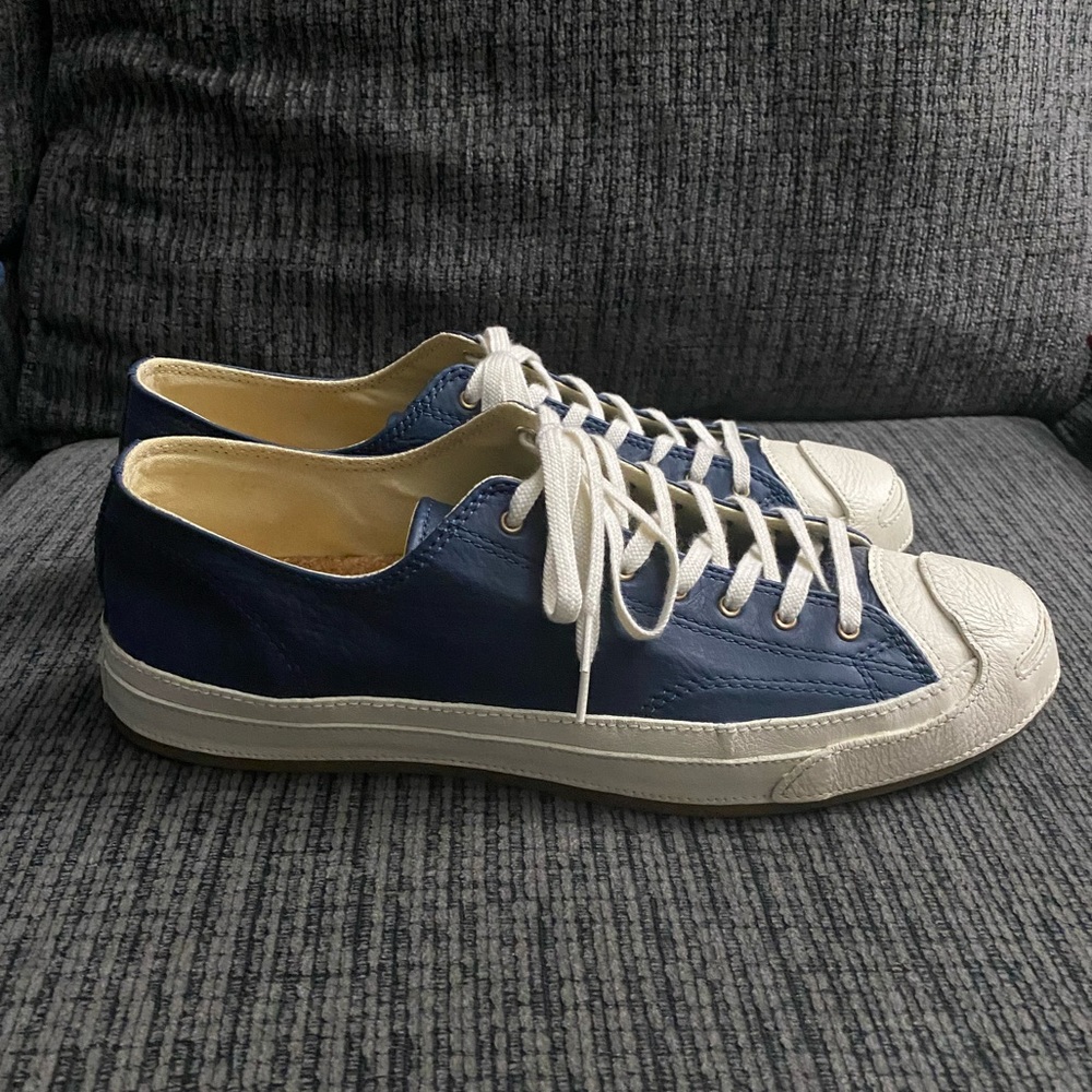 Converse Jack Purcell Rare All Leather Men’s Sneaker Size 11 Blue and Tan